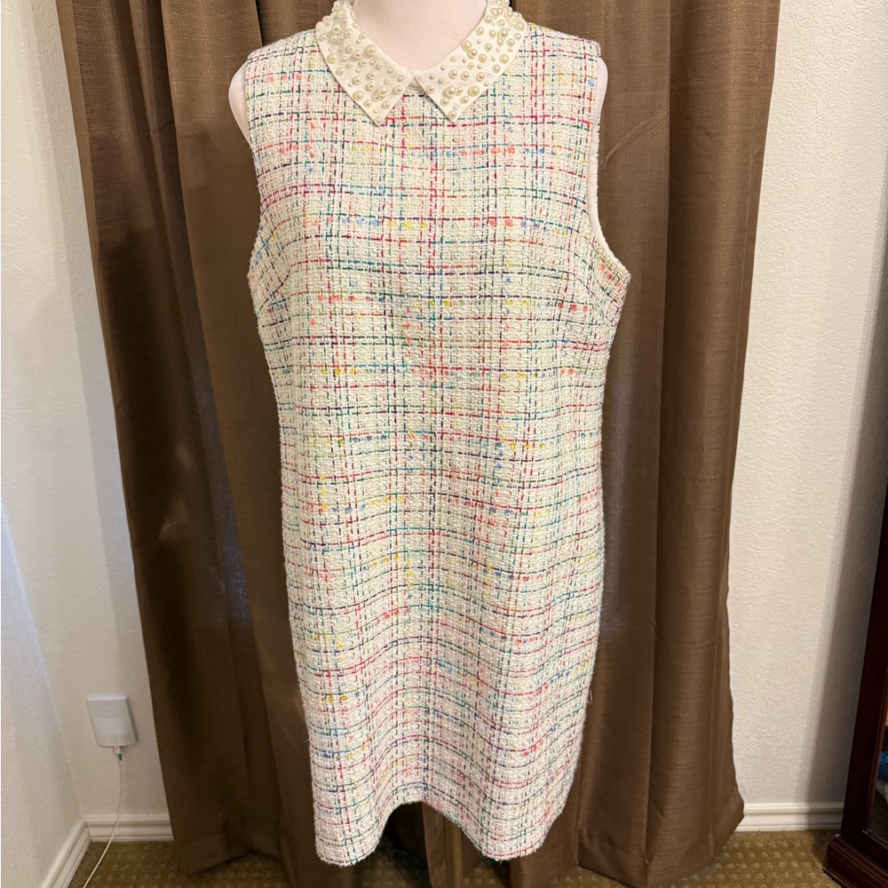 CeCe Cream Multicolor Tweed Mini Dress